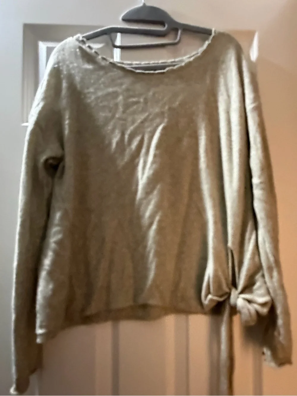 Free People Beach tie side scalloped neck light weight sweater